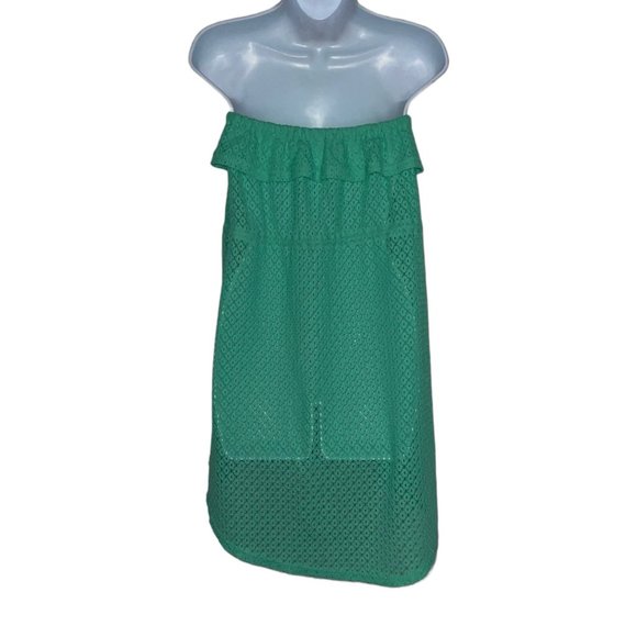 OP Ocean Pacific Seafoam Green Strapless Coverup Juniors M 7 9 Tie Elastic Sheer - Picture 6 of 9